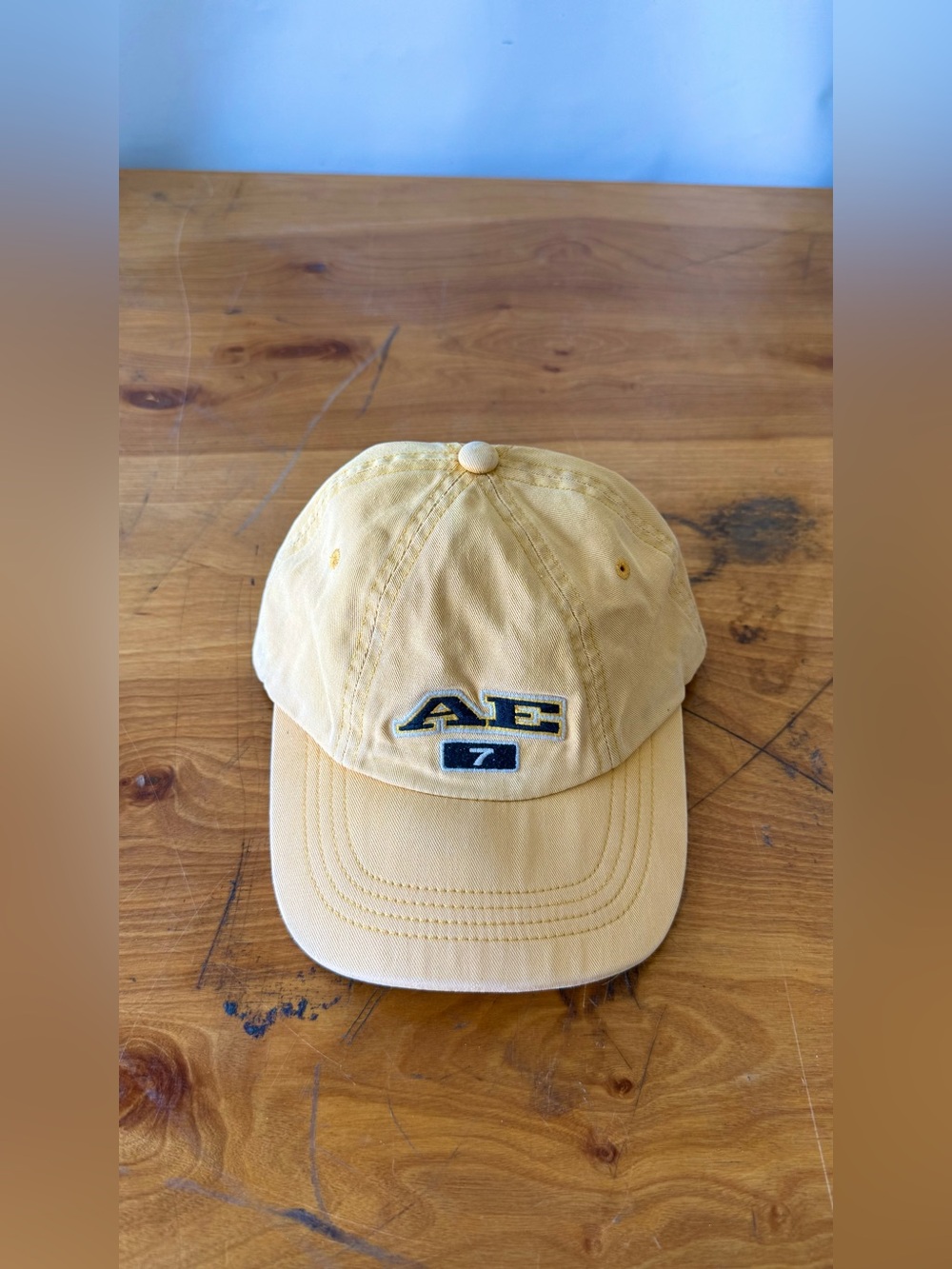 Vintage Yellow American Eagle Outfitters (AE 7) Logo Strapback Dad Hat One Size